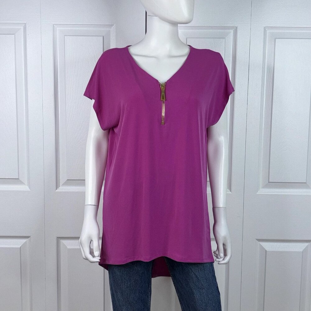 CARMEN short-sleeved sweater with 1/4 zip large LIKE NEW!!